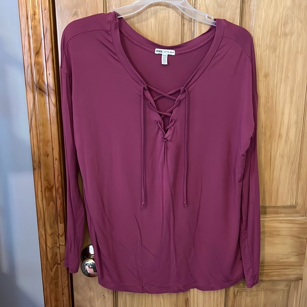 PINK Cross front long sleeve tshirt